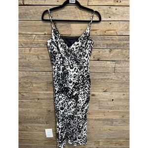 RACHEL Rachel Roy Printed Midi‎ Dress Size 6 Black And White Animals Print